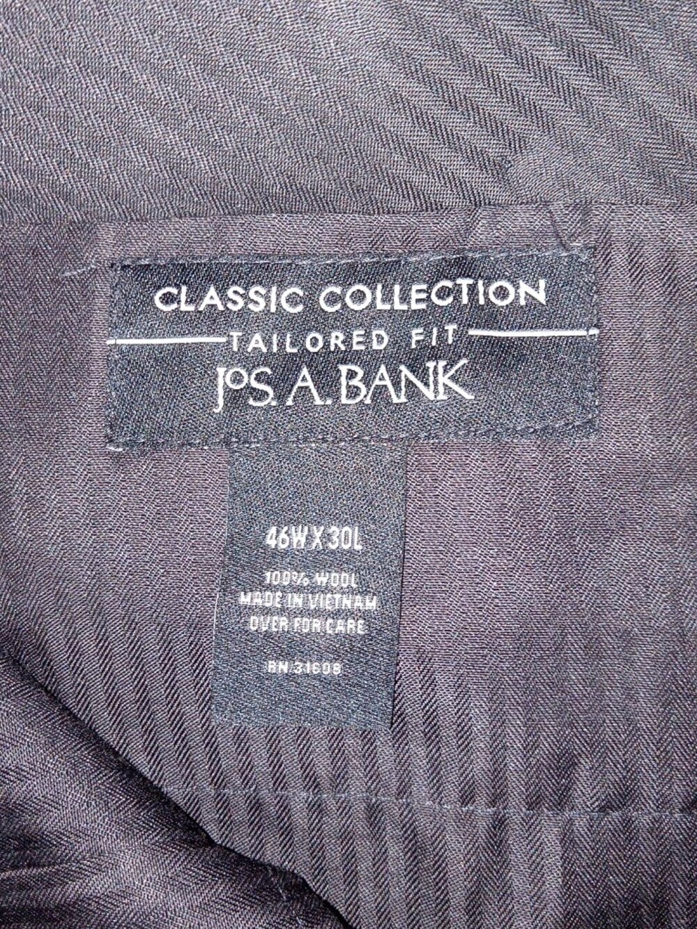 Jos A. Bank 46x30 Tailored Fit 100% Worsted Wool Dress Pants Gray NEW - Picture 7 of 11